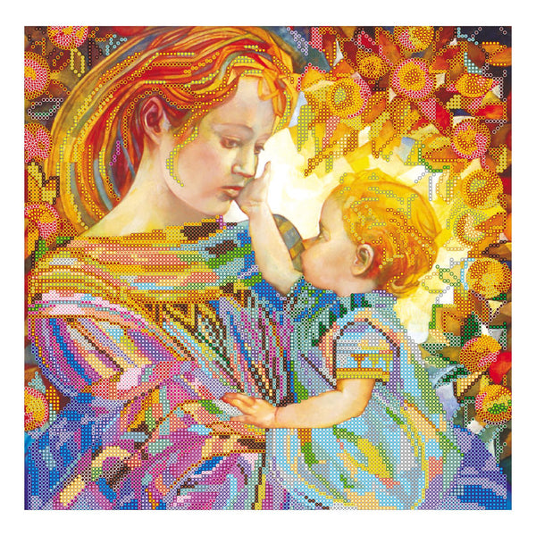 Canvas for bead embroidery "Mommy" 11.8"x11.8" / 30.0x30.0 cm
