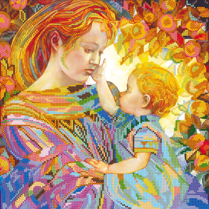 Canvas for bead embroidery "Mommy" 11.8"x11.8" / 30.0x30.0 cm