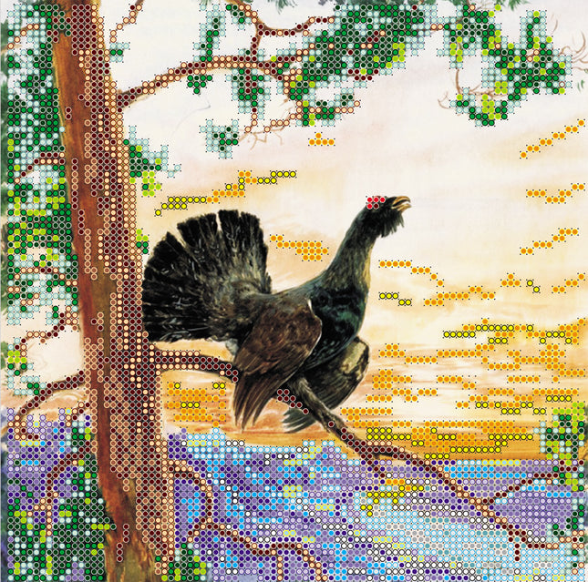 Canvas for bead embroidery "Wood Grouse" 7.9"x7.9" / 20.0x20.0 cm