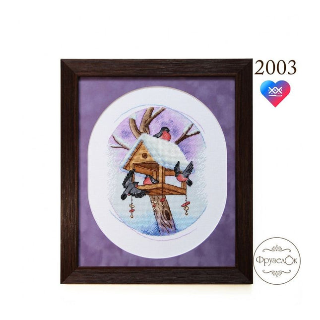 DIY Cross Stitch Kit "Bullfinches" 8.1x6.1 in / 20.5x15.5 cm