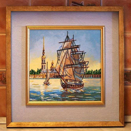 Canvas for bead embroidery "Frigate" 11.8"x11.8" / 30.0x30.0 cm