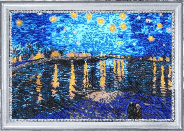 Bead DIY Embroidery Kit "Starry Night above Rona (after V. Van Gogh)" 13.4"x20.5"/ 34.0x52.0 cm