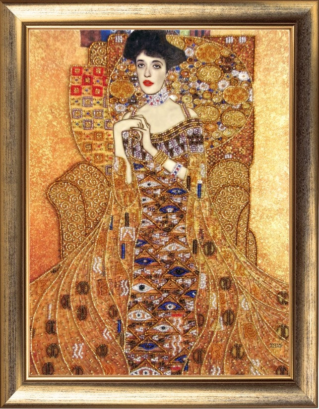 DIY Bead Embroidery Kit "Golden Adele (after G. Klimt)" 13.8"x10.6" / 35.0x27.0 cm
