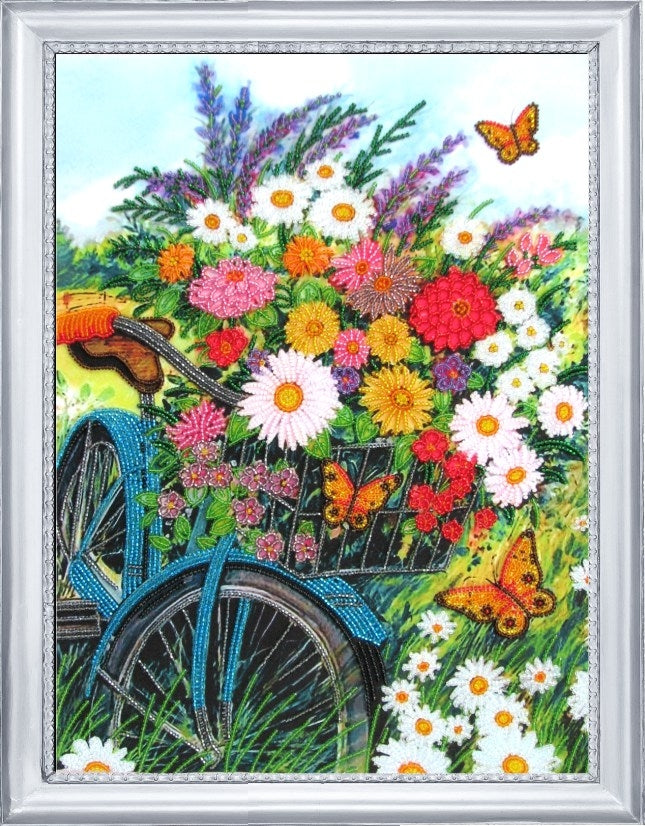 DIY Bead Embroidery Kit "Hello, Summer!" 14.2"x10.6" / 36.0x27.0 cm