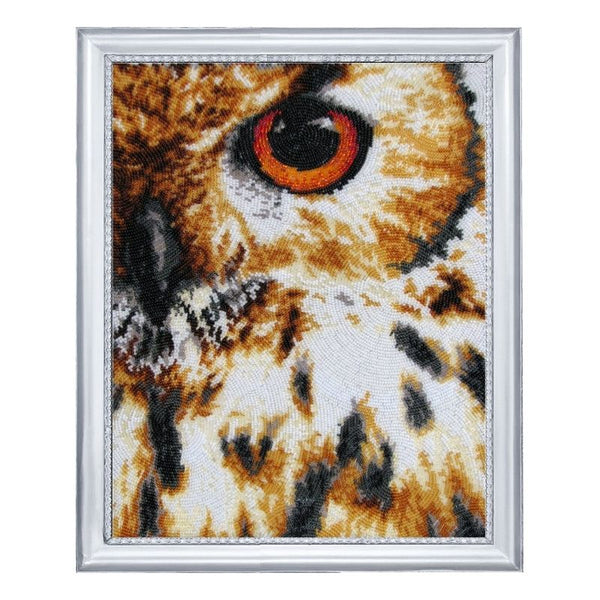 DIY Bead Embroidery Kit "Eye of the Owl" 13.0"x10.2" / 33.0x26.0 cm