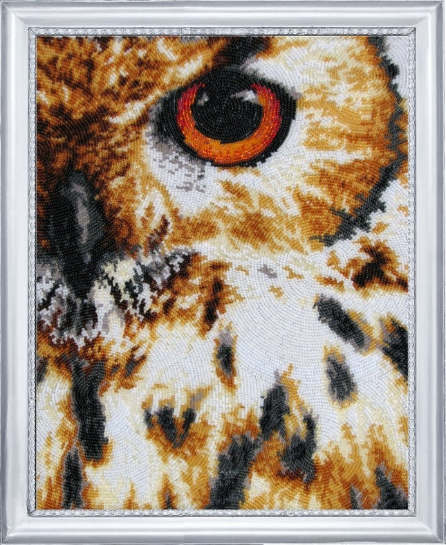 DIY Bead Embroidery Kit "Eye of the Owl" 13.0"x10.2" / 33.0x26.0 cm