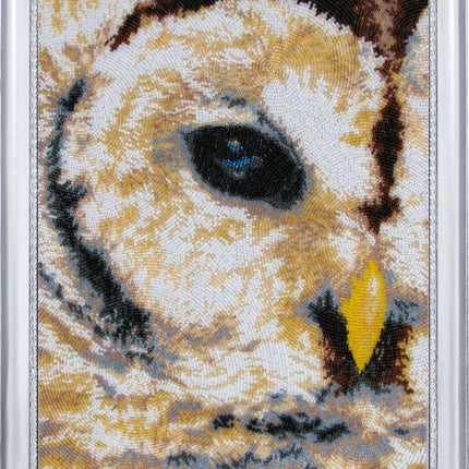 DIY Bead Embroidery Kit "Glance of the Owl" 13.0"x10.2" / 33.0x26.0 cm