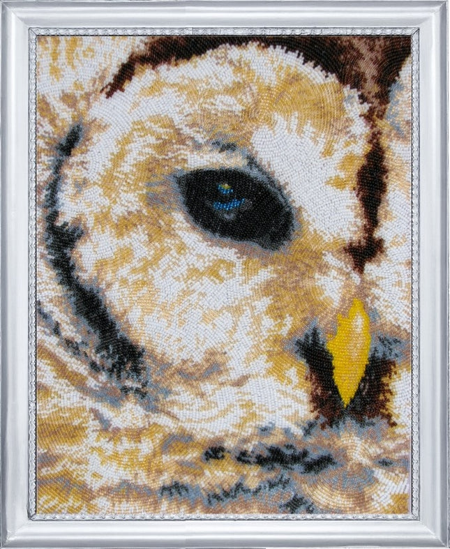 DIY Bead Embroidery Kit "Glance of the Owl" 13.0"x10.2" / 33.0x26.0 cm