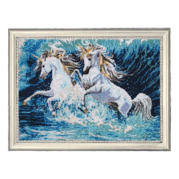 DIY Bead Embroidery Kit "Running by the Waves" 10.2"x14.2" / 26.0x36.0 cm