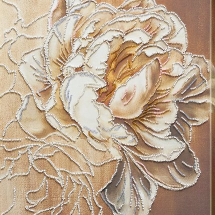 DIY Bead Embroidery Kit "Peony" 11.8"x12.8" / 30.0x32.5 cm