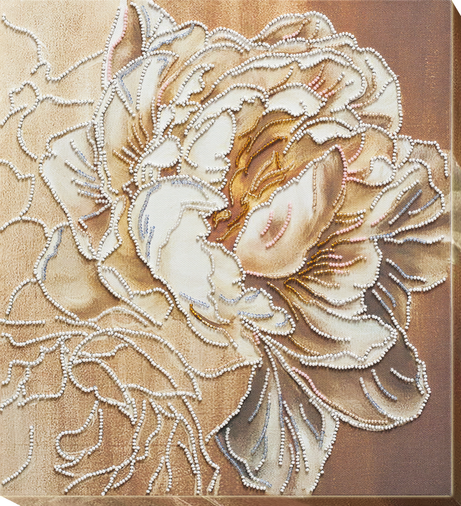 DIY Bead Embroidery Kit "Peony" 11.8"x12.8" / 30.0x32.5 cm