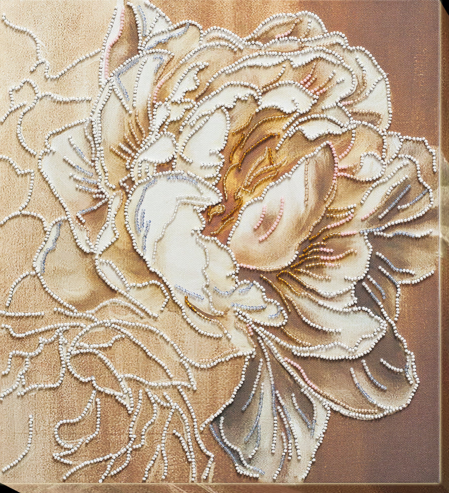 DIY Bead Embroidery Kit "Peony" 11.8"x12.8" / 30.0x32.5 cm