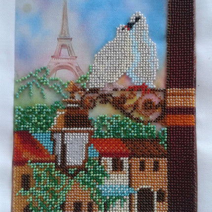 Canvas for bead embroidery "Spring in Paris" 5.7"x7.9" / 14.5x20.0 cm