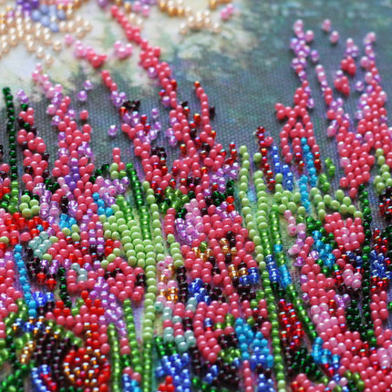 DIY Bead Embroidery Kit "During the blooming of Ivan Chai" 9.8"x13.8" / 25.0x35.0 cm