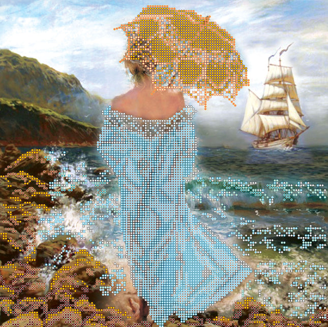 Canvas for bead embroidery "The Magic of the Sea" 11.8"x11.8" / 30.0x30.0 cm