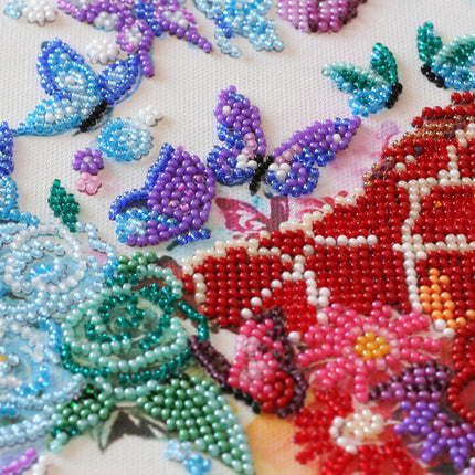 DIY Bead Embroidery Kit "Spotty giraffes" 11.8"x11.8" / 30.0x30.0 cm