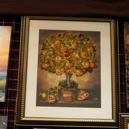 DIY Bead Embroidery Kit "Pomegranate tree" 12.2"x15.4" / 31.0x39.0 cm
