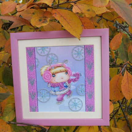 DIY Bead Embroidery Kit "Snow Angel"  5.9"x5.9" / 15.0x15.0 cm