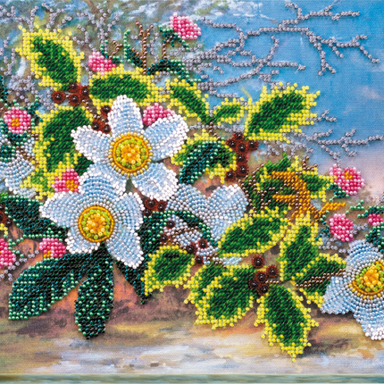 DIY Bead Embroidery Kit "Christmas bouquet" 14.6"x8.3" / 37.0x21.0 cm