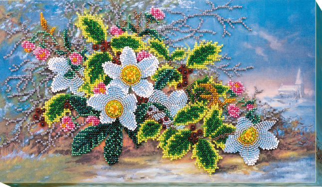 DIY Bead Embroidery Kit "Christmas bouquet" 14.6"x8.3" / 37.0x21.0 cm