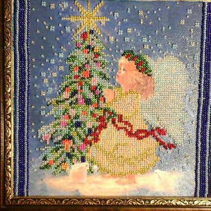 Canvas for bead embroidery "The Christmas Star" 7.9"x7.9" / 20.0x20.0 cm