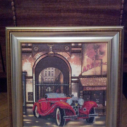 DIY Bead Embroidery Kit "Auto Retro – 1" 11.8"x11.8" / 30.0x30.0 cm