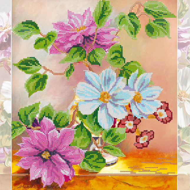 Canvas for bead embroidery "Flower Symphony" 11.8"x11.8" / 30.0x30.0 cm