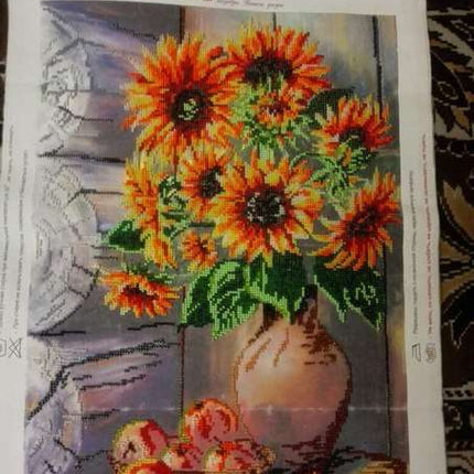DIY Bead Embroidery Kit "Summer bouquet" 12.6"x17.7" / 32.0x45.0 cm