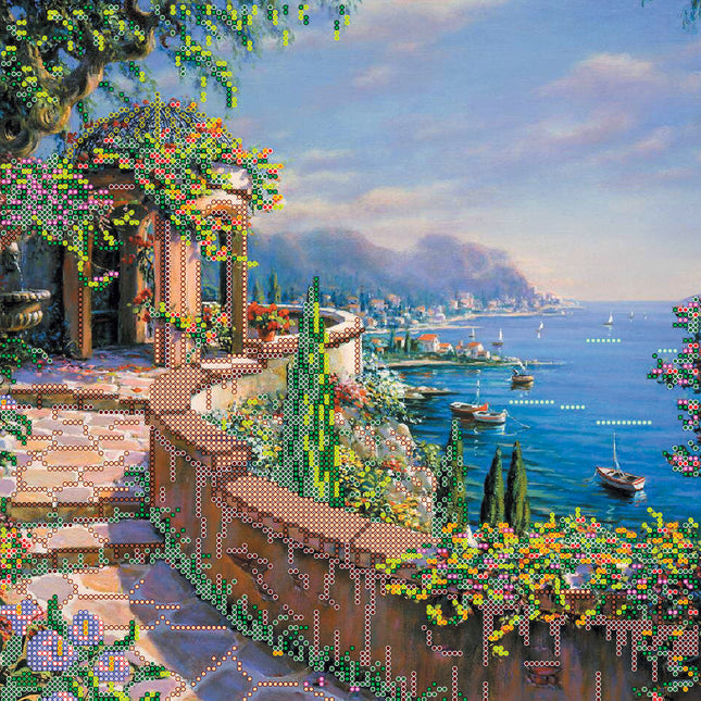 Canvas for bead embroidery "Seafront" 11.8"x11.8" / 30.0x30.0 cm