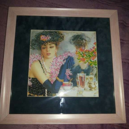 Canvas for bead embroidery "The Parisian Woman" 7.9"x7.9" / 20.0x20.0 cm