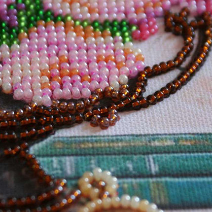 DIY Bead Embroidery Kit "Garden flowers"  5.9"x5.9" / 15.0x15.0 cm