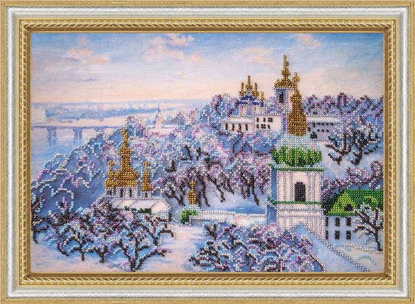 DIY Bead Embroidery Kit "Epiphany frosts" 13.8"x9.6" / 35.0x24.5 cm