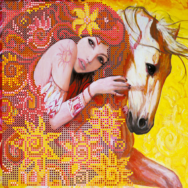 Canvas for bead embroidery "Amazon girl" 7.9"x7.9" / 20.0x20.0 cm