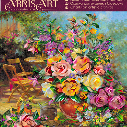 Canvas for bead embroidery "Flower harmony" 11.8"x11.8" / 30.0x30.0 cm
