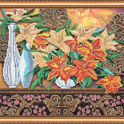 DIY Bead Embroidery Kit "Romanticism" 13.8"x11.8" / 35.0x30.0 cm