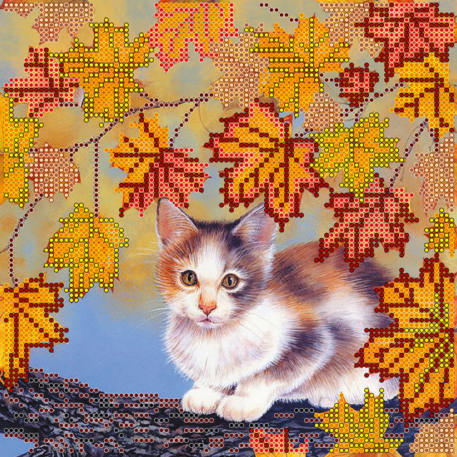 Canvas for bead embroidery "Foxhole" 7.9"x7.9" / 20.0x20.0 cm
