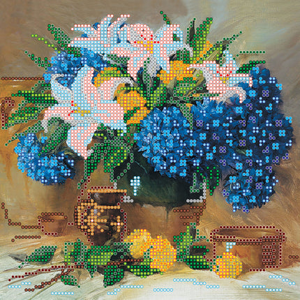 Canvas for bead embroidery "Summer nostalgy" 7.9"x7.9" / 20.0x20.0 cm