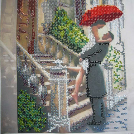 Canvas for bead embroidery "Date in the Rain" 7.9"x7.9" / 20.0x20.0 cm