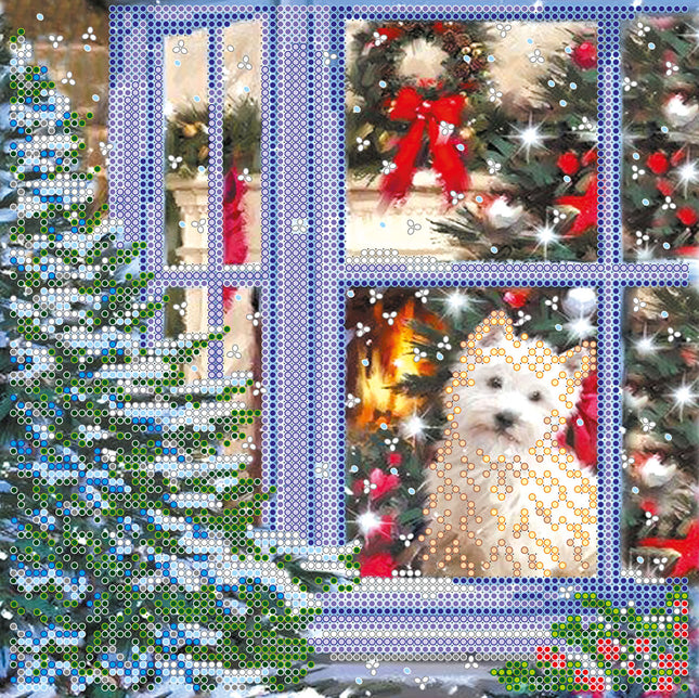 Canvas for bead embroidery "Crismas stori" 7.9"x7.9" / 20.0x20.0 cm