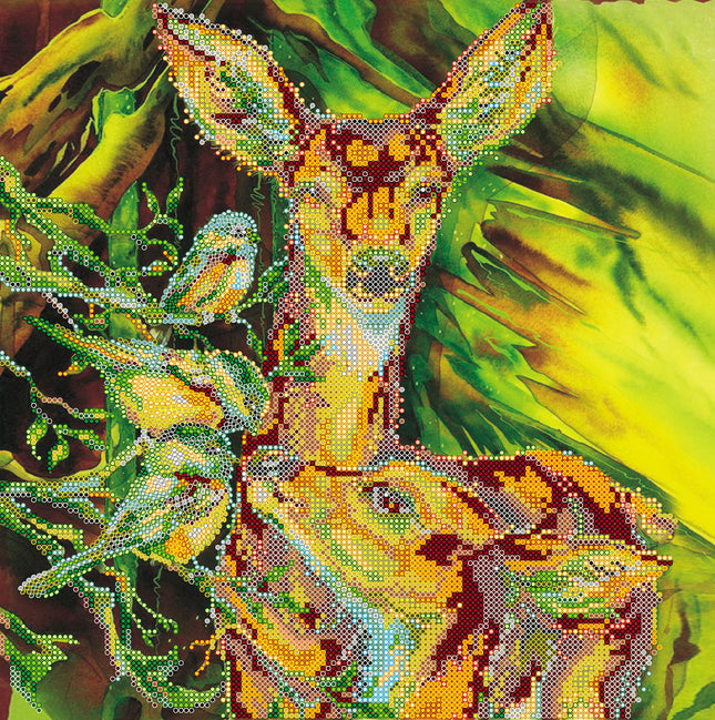 Canvas for bead embroidery "Forest guests" 11.8"x11.8" / 30.0x30.0 cm