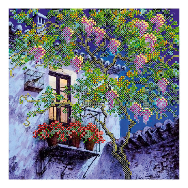 Canvas for bead embroidery "Quaet evening" 7.9"x7.9" / 20.0x20.0 cm
