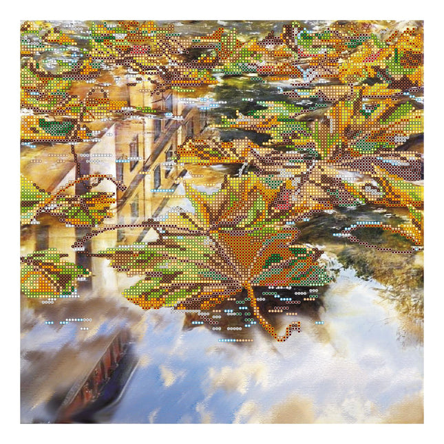 Canvas for bead embroidery "Puddle's reflections" 11.8"x11.8" / 30.0x30.0 cm