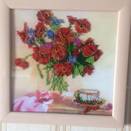 Canvas for bead embroidery "Morning Tea" 7.9"x7.9" / 20.0x20.0 cm