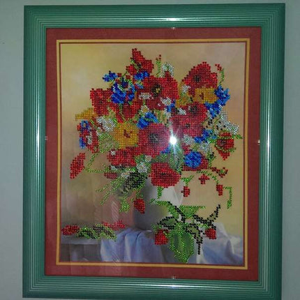 DIY Bead Embroidery Kit "Summer imagination" 8.5"x9.8" / 21.5x25.0 cm