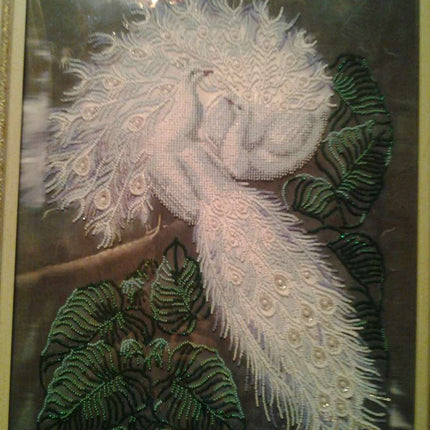 DIY Bead Embroidery Kit "White happiness" 11.8"x15.7" / 30.0x40.0 cm