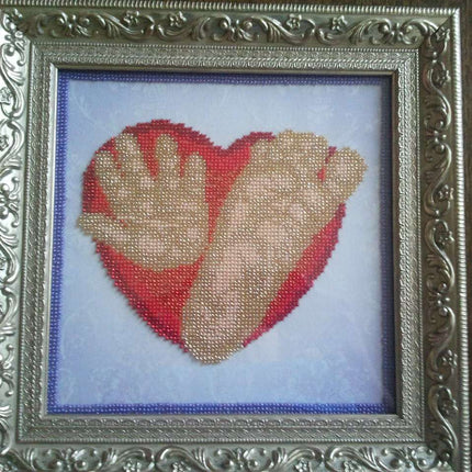 DIY Bead Embroidery Kit "Baby imprints (boy)" 7.9"x7.9" / 20.0x20.0 cm
