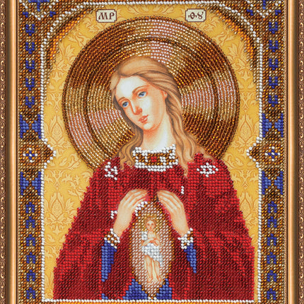 DIY Bead Embroidery Kit "Icon of the Mother of God «Midwife»" 7.5"x9.8" / 19.0x25.0 cm
