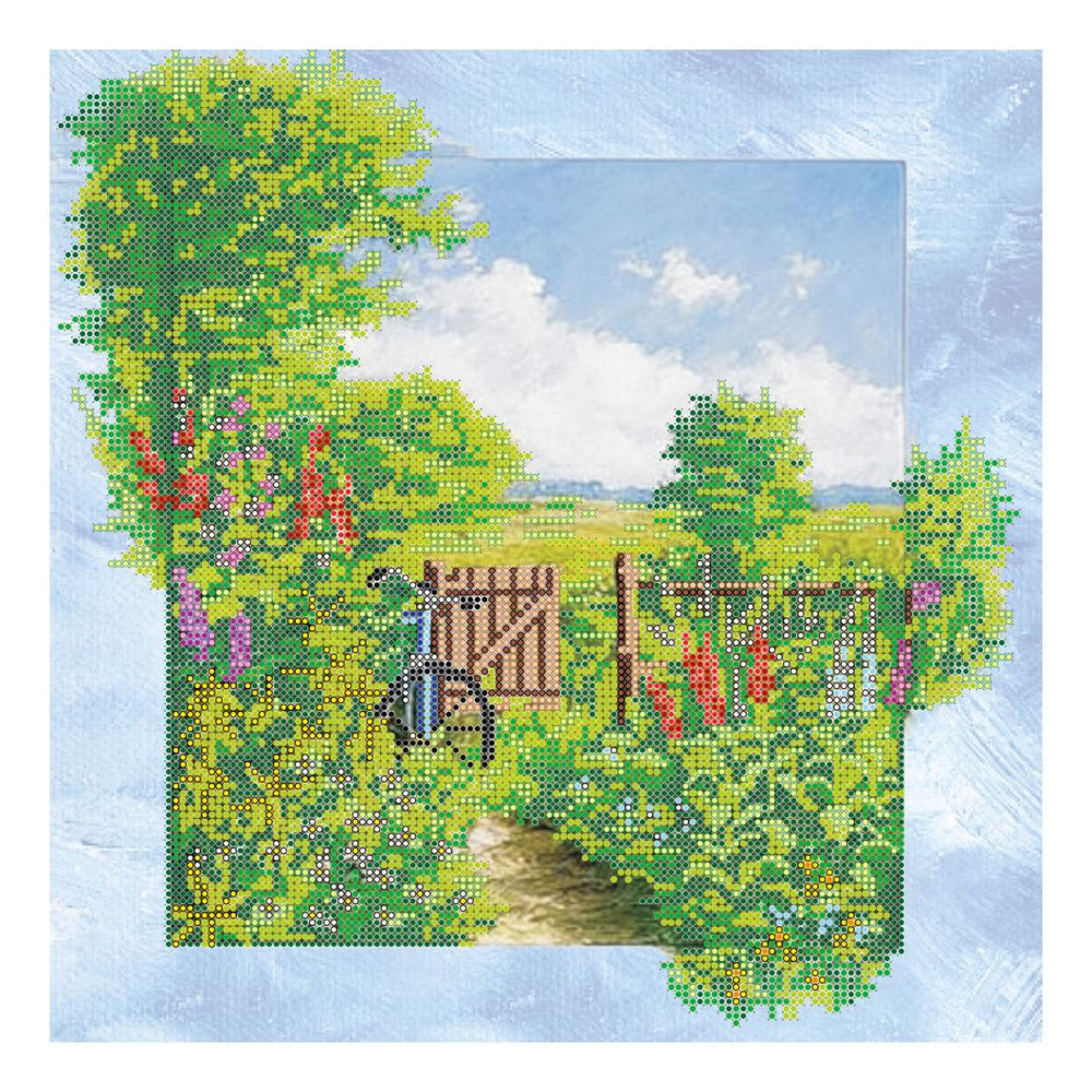 Canvas for bead embroidery "Meadow" 11.8"x11.8" / 30.0x30.0 cm