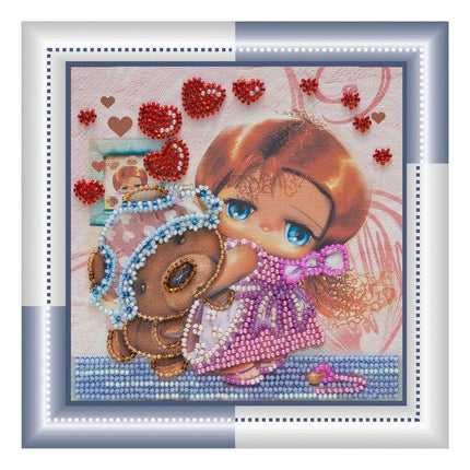 DIY Bead Embroidery Kit "Favourite bear"  5.9"x5.9" / 15.0x15.0 cm