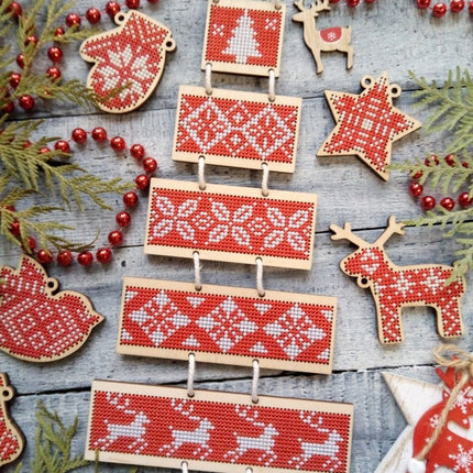 DIY Cross stitch kit on wood "Scandinavian Tree" 7.9 in / 20 cm